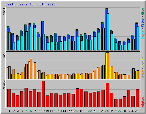 Daily usage for July 2025